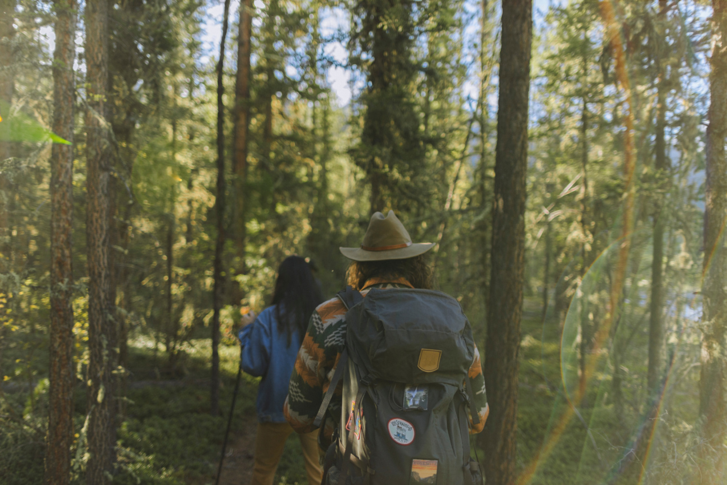 Two people hiking