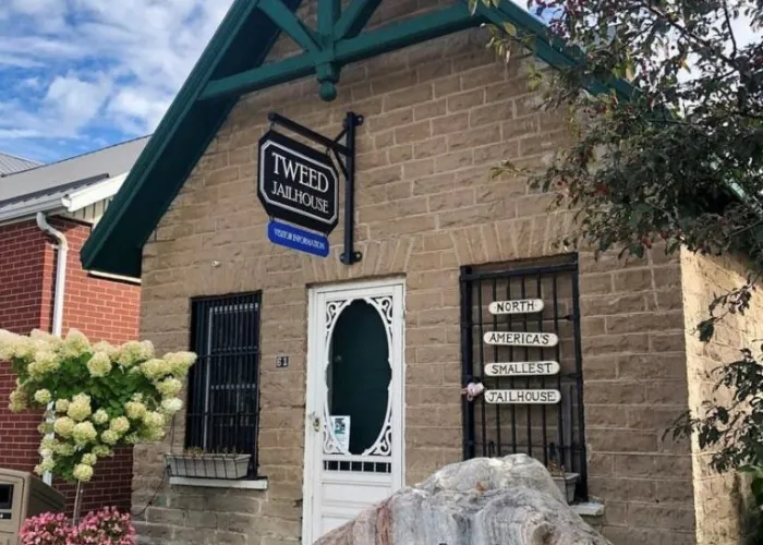 Facade of the jailhouse in downtown Tweed