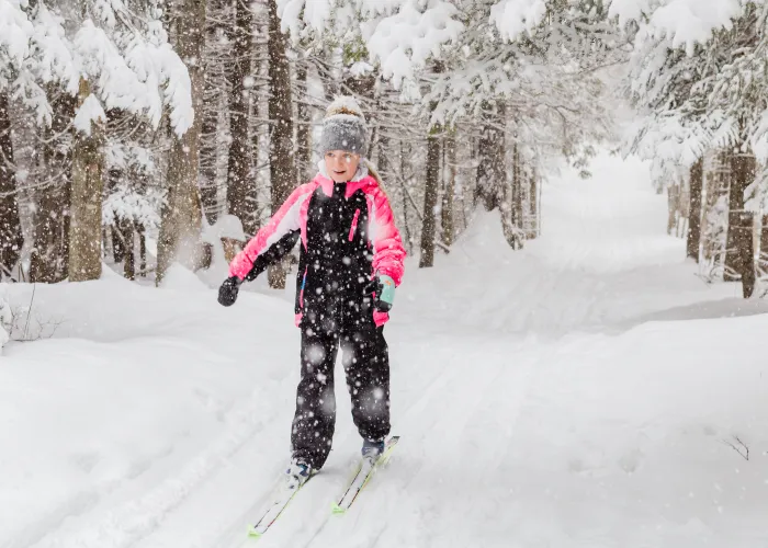 Young girl Cross Country Skiing at McGeachie Conservation Area in Limerick, Ontario