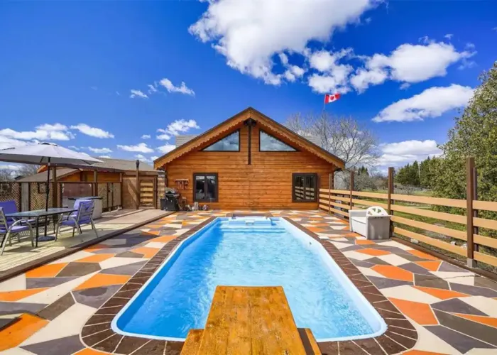 Pool at log cabin